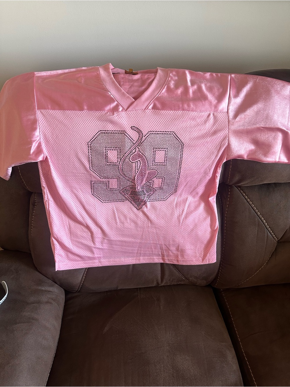 Baby Phat Pink Rhinestone '99 Jersey Top